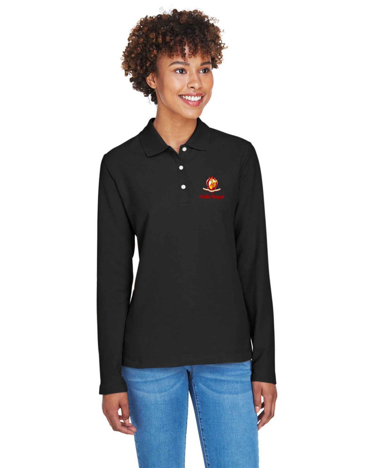 D110W Devon & Jones Ladies\' Pima Piqué Long-Sleeve Polo